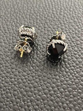 David Yurman Petite Chatelaine Stud Earrings in Sterling Silver with Black Onyx